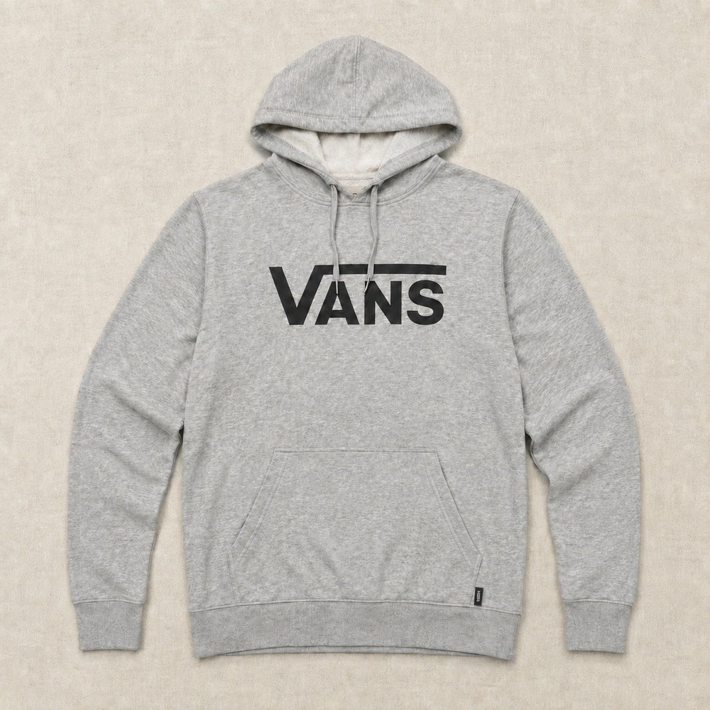 Vans Off The Wall Hoodie Mens Small Gray Black Logo Pullover Sweatshirt S 0262 - Picture 9 of 9